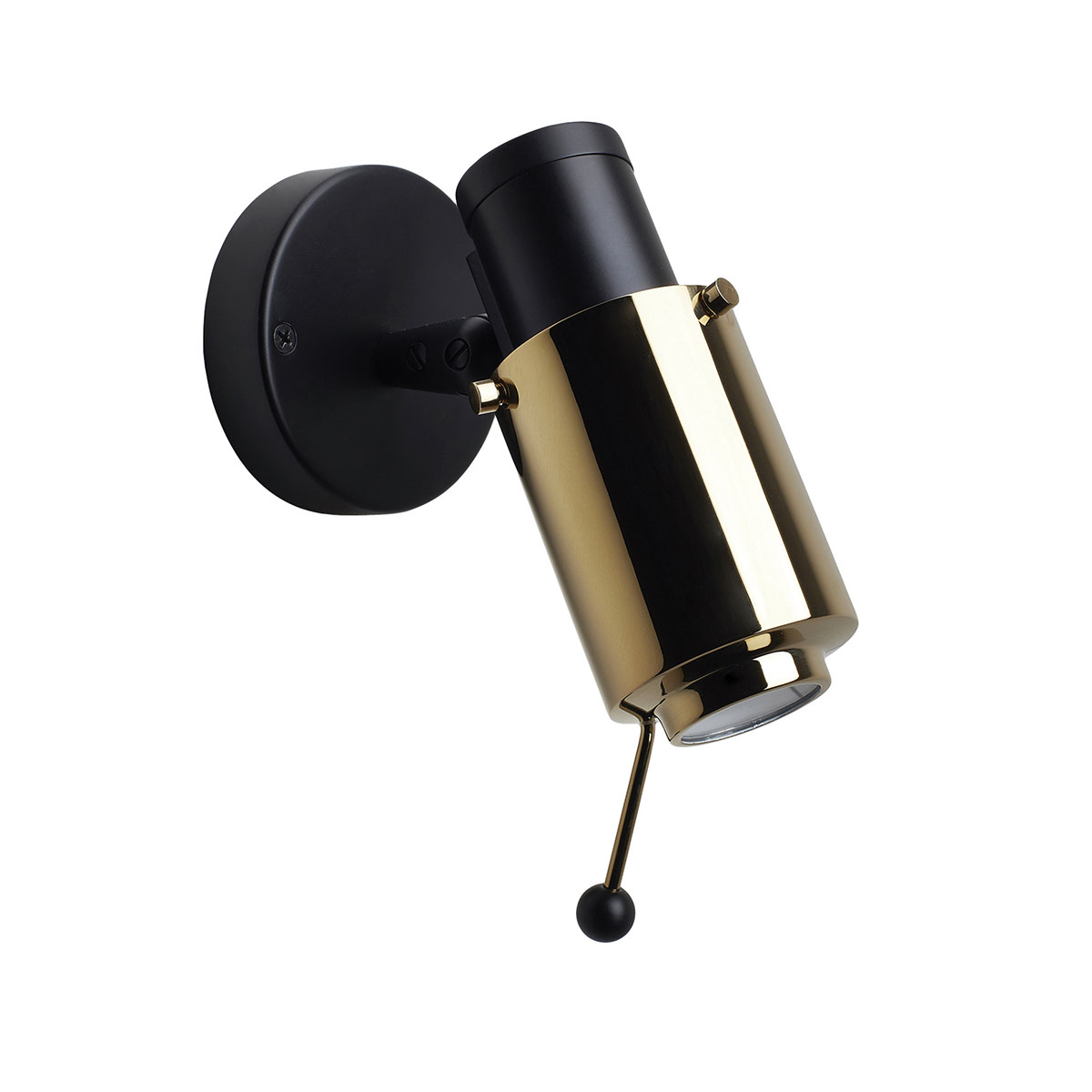 Biny Spot LED Wandleuchte, Schwarz & Gold, ohne Schalter in Schwarz Gold – moderne Designerleuchte von DCW Editions passt perfekt in den Treppenaufgang