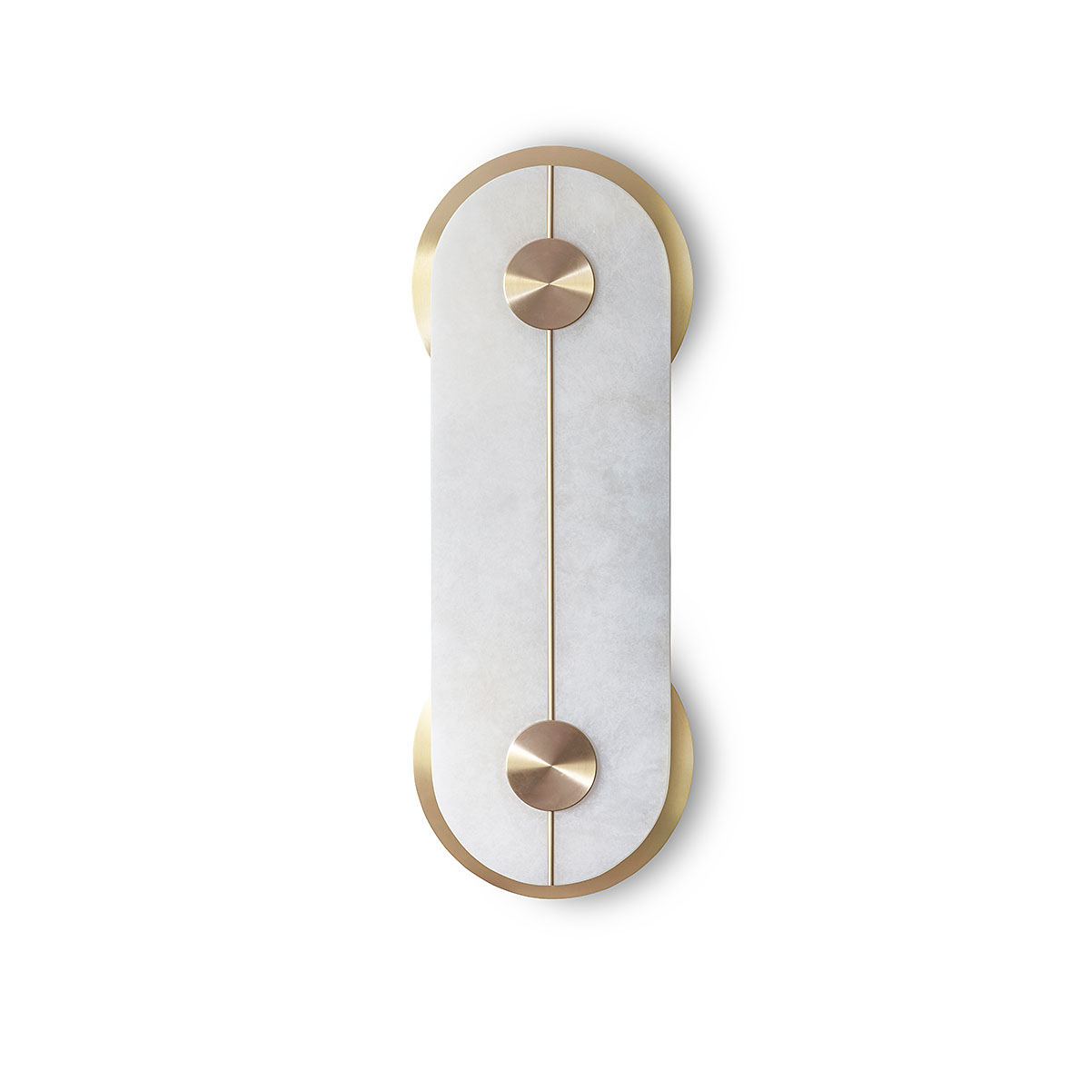 Messing und echter Alabaster Leuchte von Bert Frank – Brace Wandlleuchte, Messing gebürstet, H: 43 cm, luxuriöses Statement-Design, blendfreies Licht sanftes Licht: Bert Frank Brace Wandlleuchte, Messing gebürstet, H: 64 cm – gefertigt aus Messing und naturbelassener Alabasterstein, traditionell gefertigt