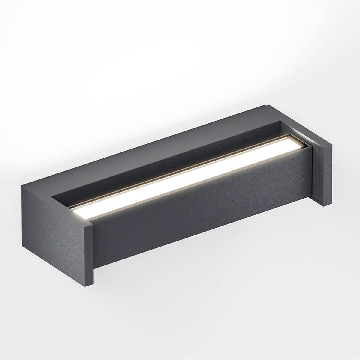 Rechteckige Wandleuchte für außen in der Farbe anthrazit