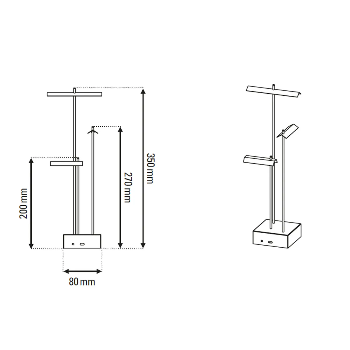 Technische Zeichnung DCW Editions Knokke Akku Tischleuchte