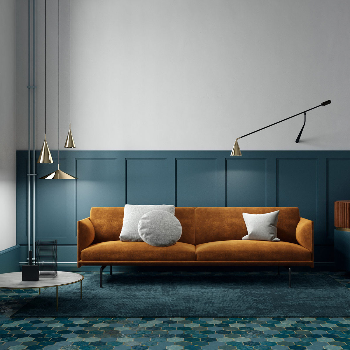 Gordon 561.21 Pendelleuchte, Schwarz Matt Ø: 12 cm Gordon 561.24 Pendelleuchte Ø: 44 cm, Schwarz Matt & Schwarz Chrom