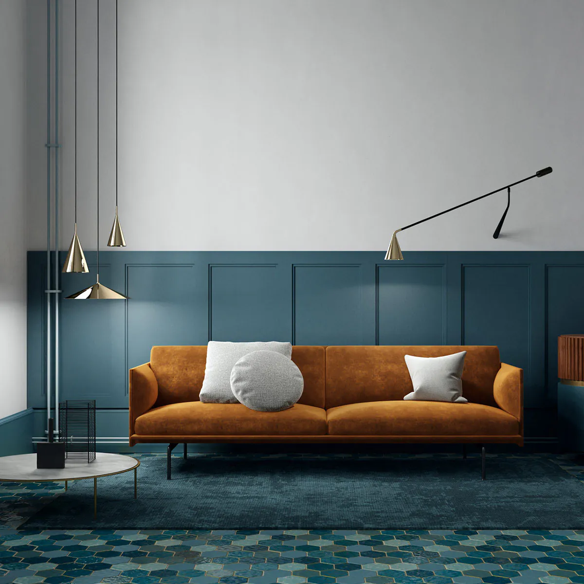 Gordon 561.24 Pendelleuchte Ø: 44 cm, Schwarz Matt & Schwarz Chrom