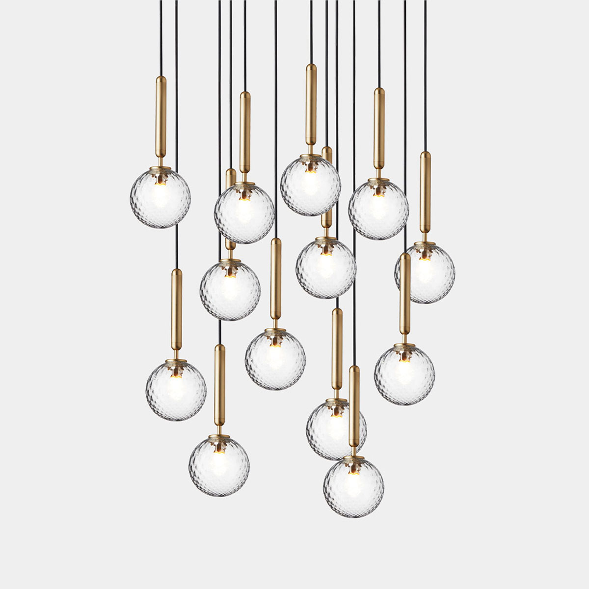 Miira 13 Pendelleuchte, Ø: 92 cm, Messing, Glas transparent Miira 13 Pendelleuchte, Ø: 92 cm, Messing, Glas transparent