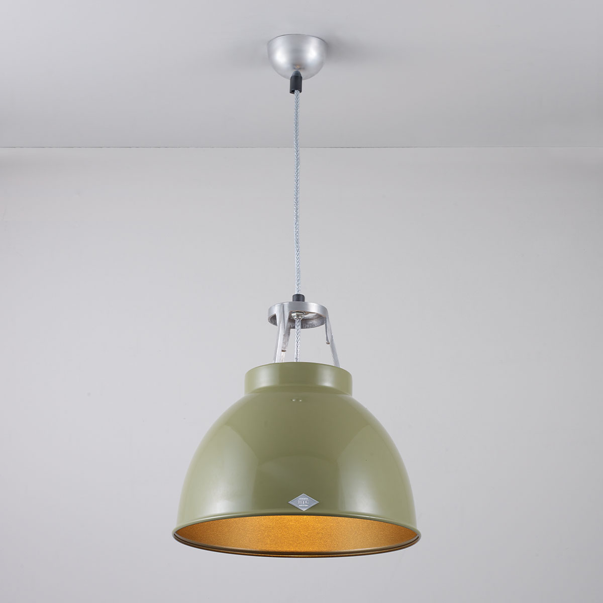 Titan Size 1 Pendelleuchte, Ø: 35,5 cm, Olivgrün, Innen Bronze