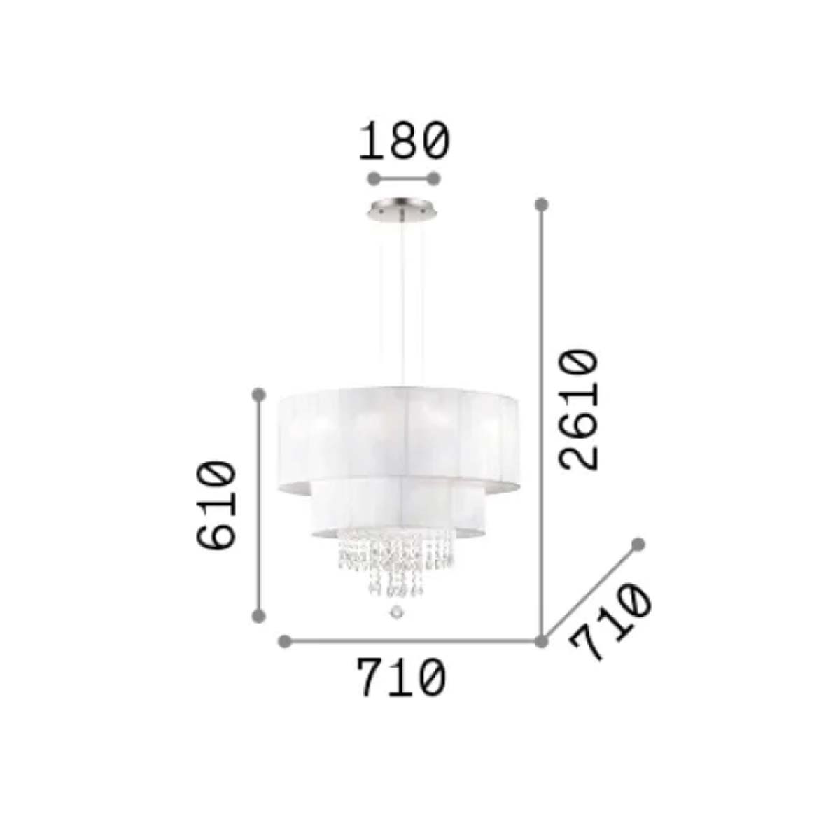 Ideal Lux Opera SP6 Pendelleuchte Opera SP6 Pendelleuchte, Ø: 71 cm Pendelleuchten – technische Zeichnung