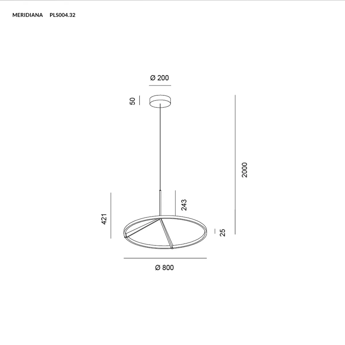 Meridiana Ring Pendelleuchte mit Up-Down Licht, Titanium, Ø: 80 cm