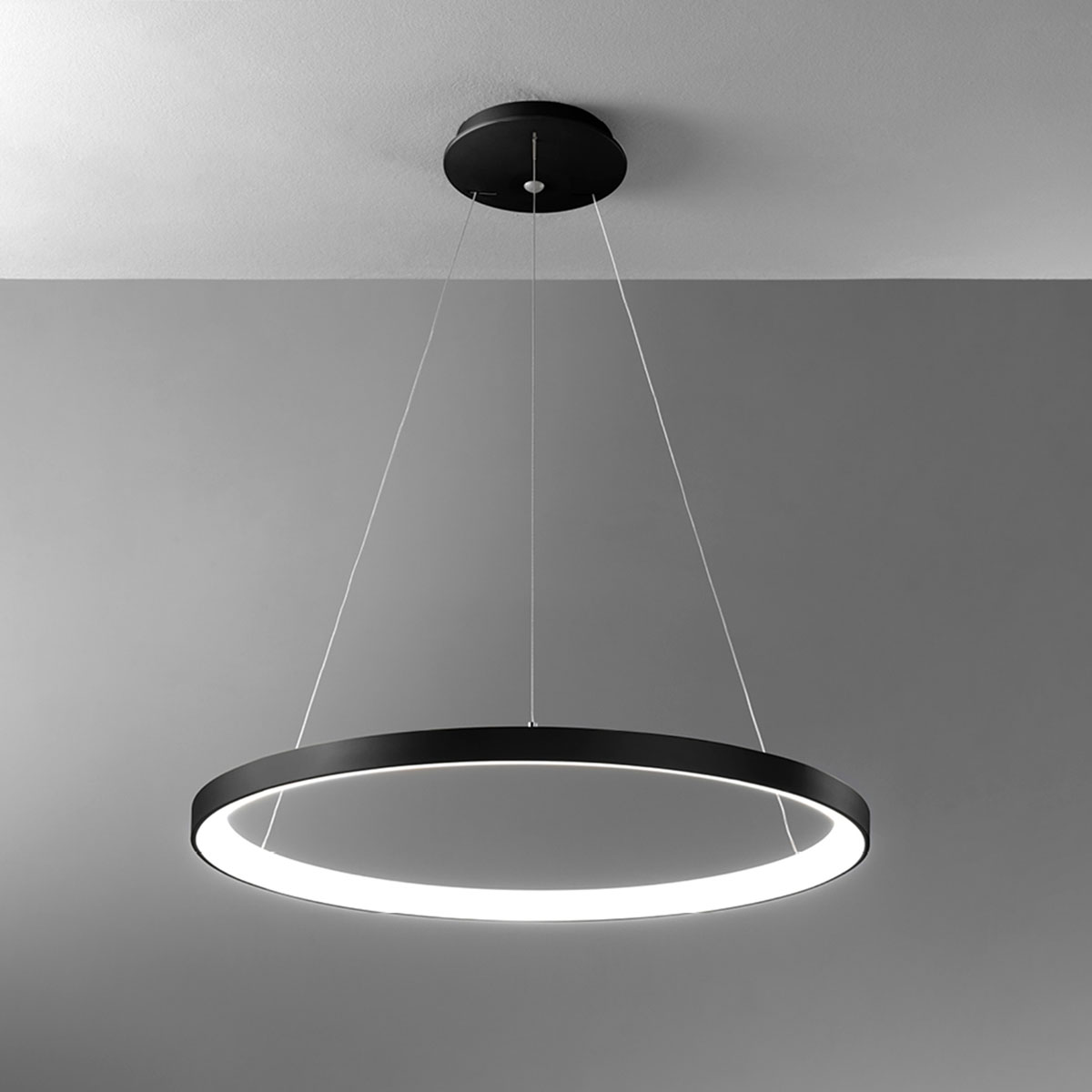 Lifering-R Pendelleuchte, Schwarz, Ø: 78 cm