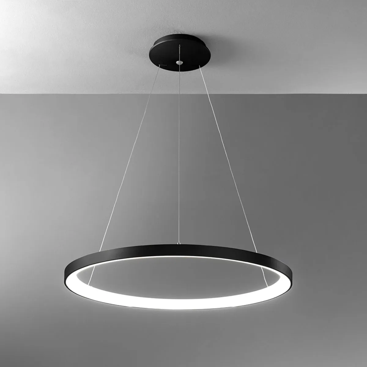 Lifering-R Pendelleuchte, Schwarz, Ø: 78 cm