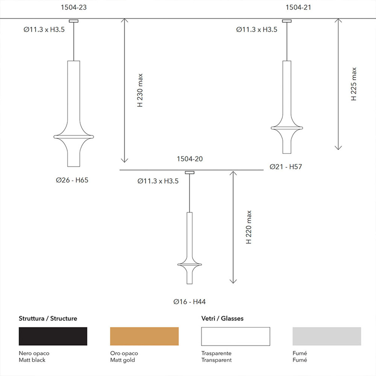 Penta Light Wonder 1504-23 Pendelleuchte – technische Zeichnung, ideal über Esstisch, Küche oder Wohnzimmer Penta Light Wonder 1504-20 Pendelleuchte – technische Zeichnung, ideal über Esstisch, Küche oder Wohnzimmer