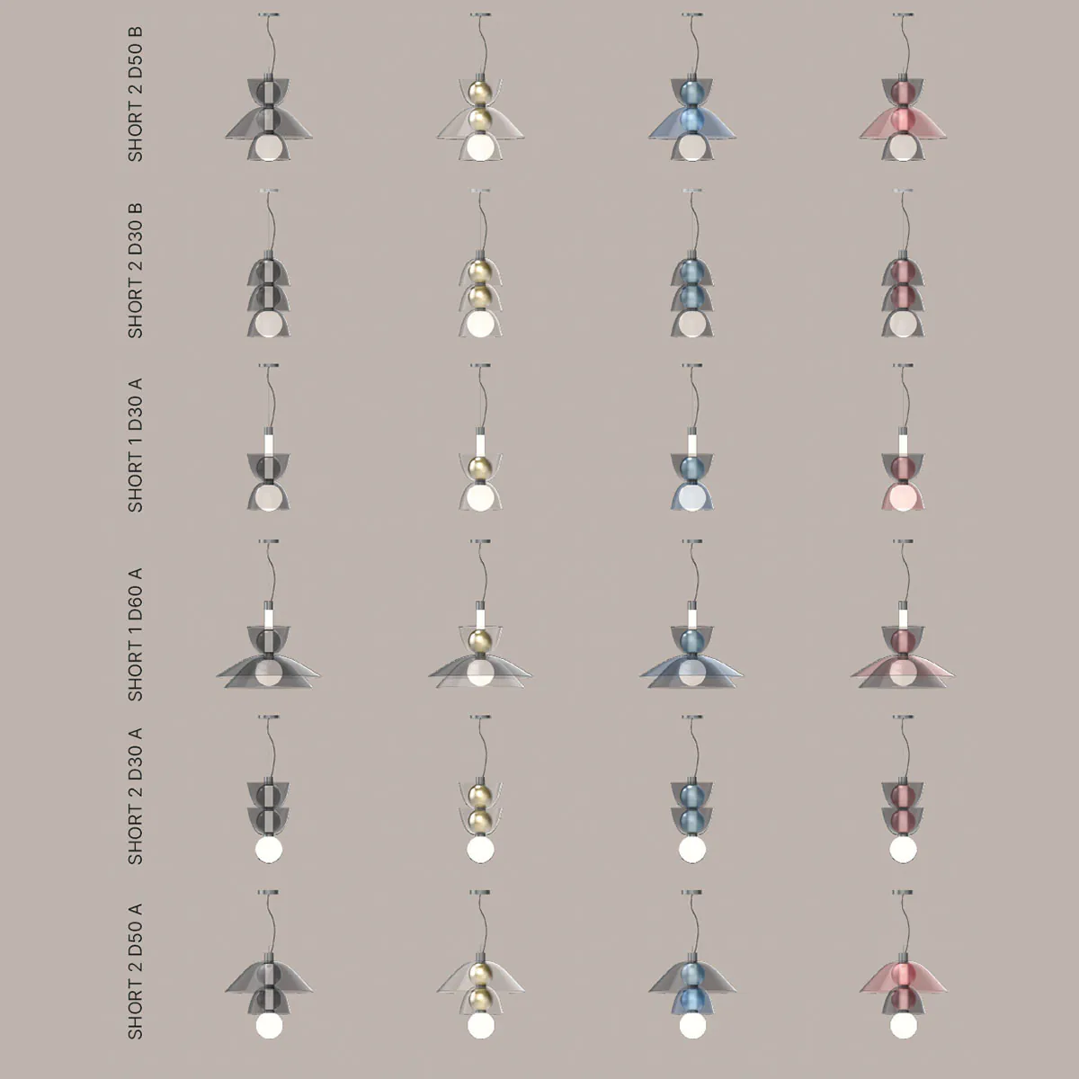 Gems Short Pendelleuchte, Warm color, Short 2 D50 A, Ø: 49 cm, H: 47 cm, Warmweiß 3000K