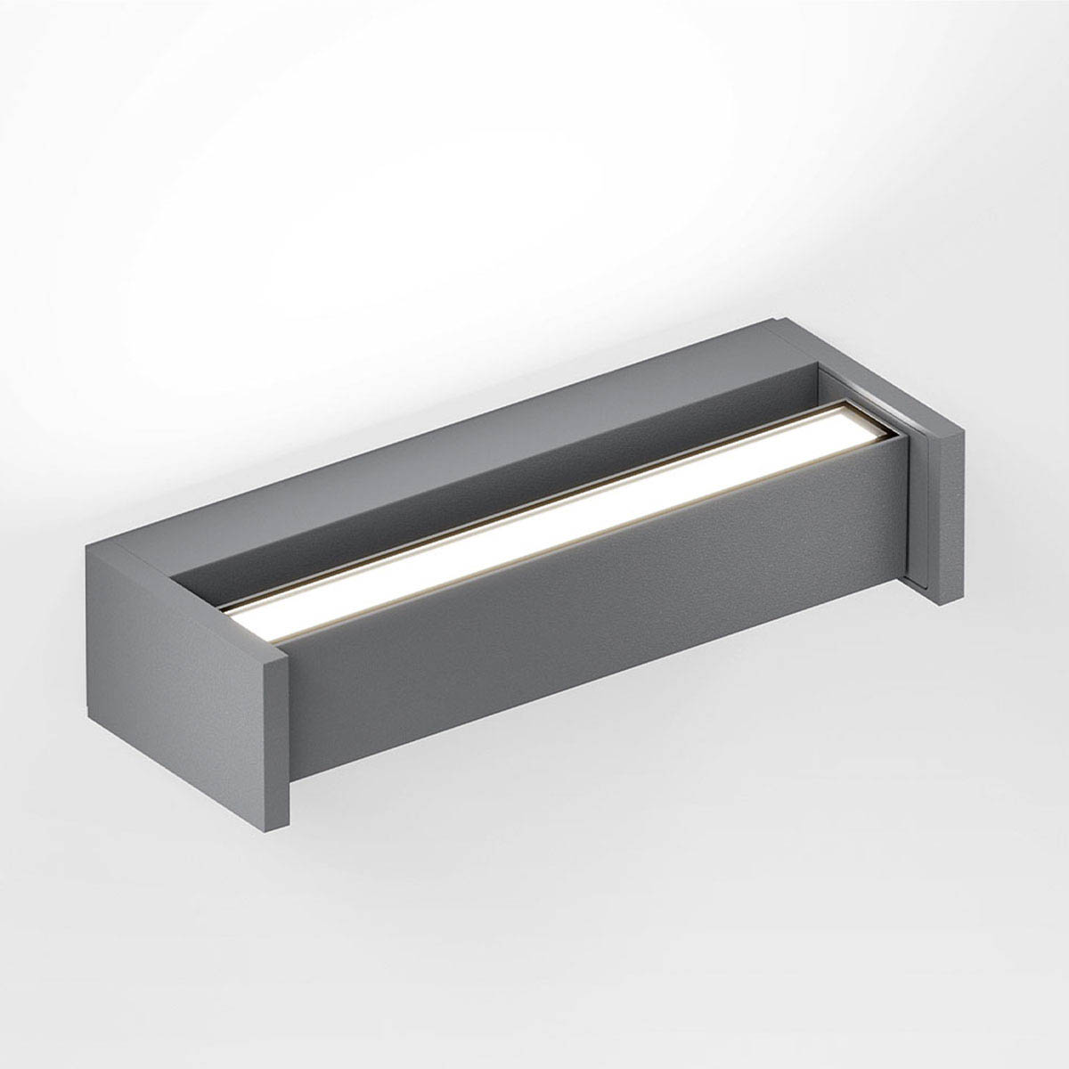 Rechteckige Wandleuchte für außen in der Farbe grau Rechteckige Wandleuchte für außen in der Farbe grau
