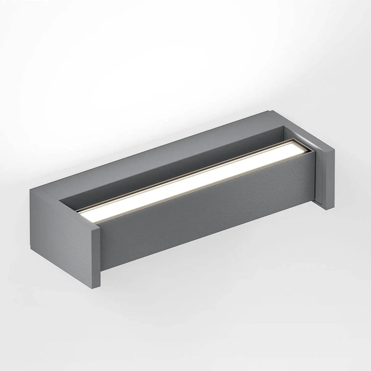 Rechteckige Wandleuchte für außen in der Farbe grau
