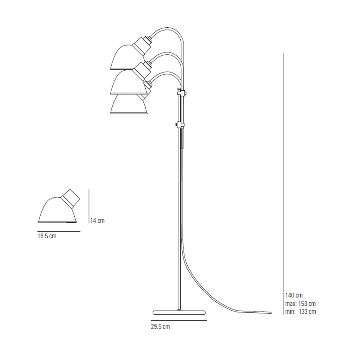 Ginger Stehleuchte, H: 133 - 143 cm, Cremeweiß
