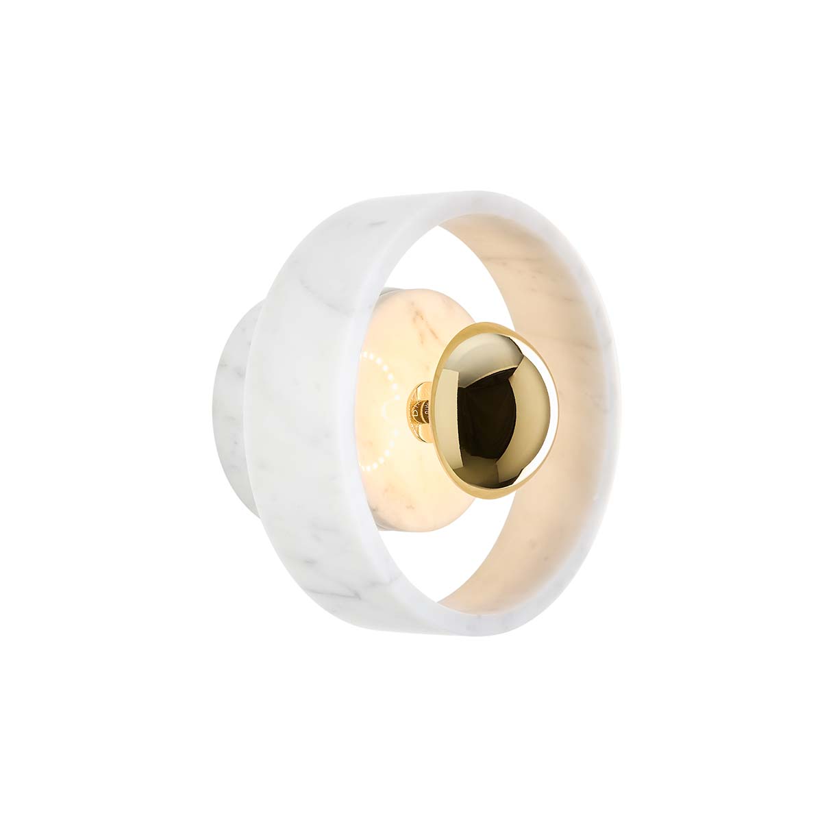 Tom Dixon Stone LED Wandleuchte, Ø: 18 cm, T: 13,1 cm, Weiß/Gold
