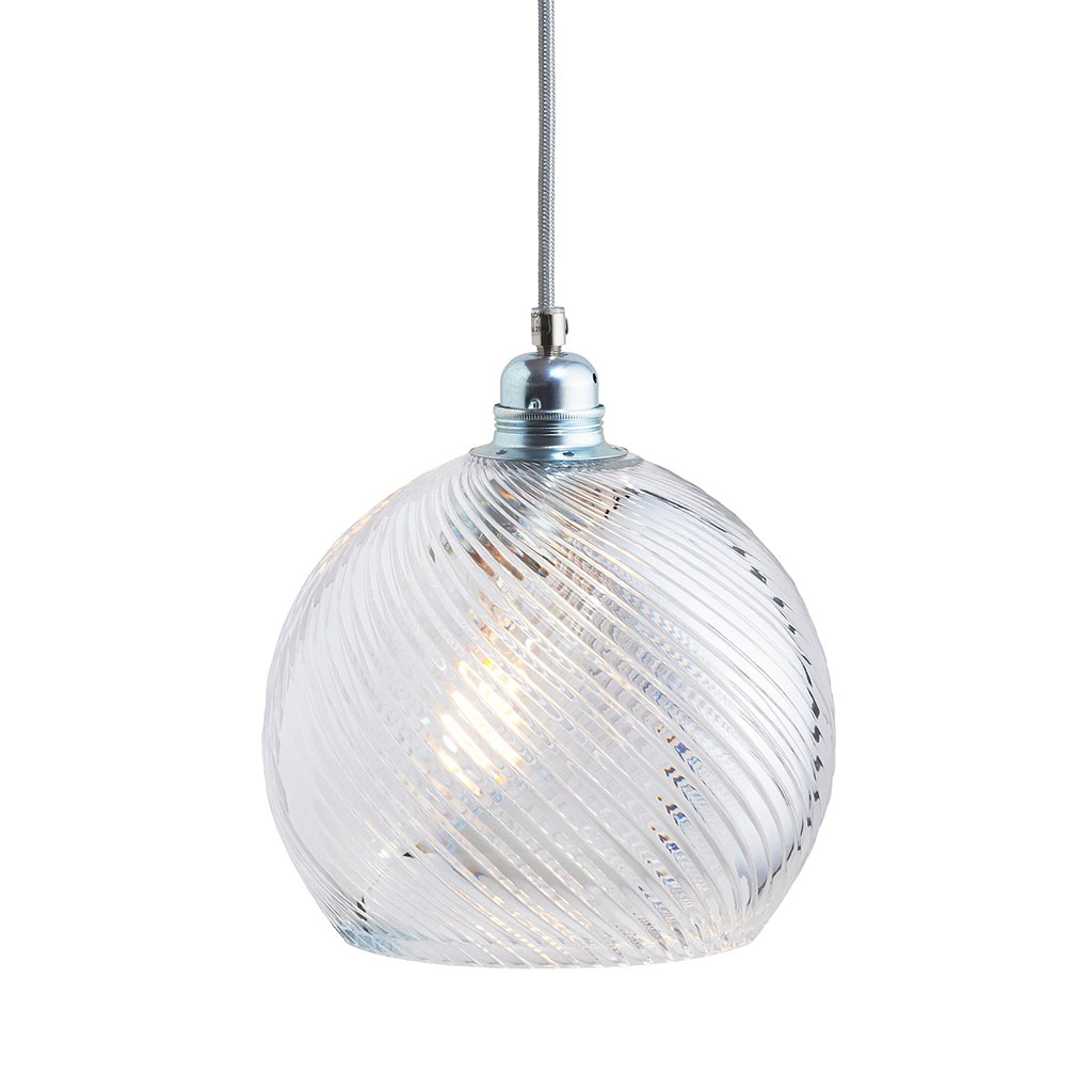 Ebb & Flow Rowan Pendelleuchte Crystal M Ø 22 cm Rowan Pendelleuchte Crystal M Ø 22 cm, Silber, Swirl Silber Pendelleuchten – hochwertige Innenbeleuchtung, stromsparend für Wohnzimmer
