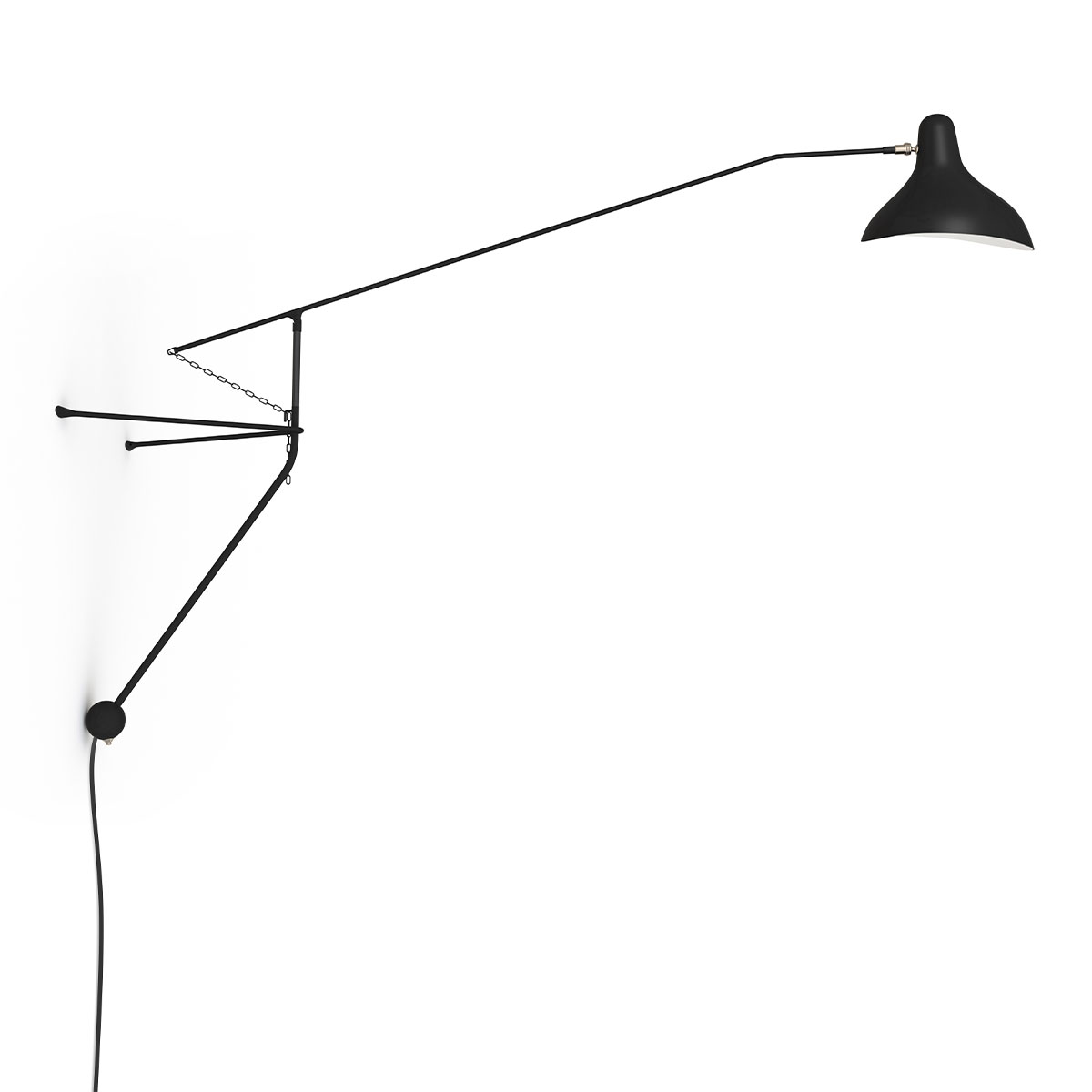 DCW Editions Mantis BS2 Wandleuchte T: 153 cm Schwarz Modern – Design-Wandleuchte für Treppenhaus