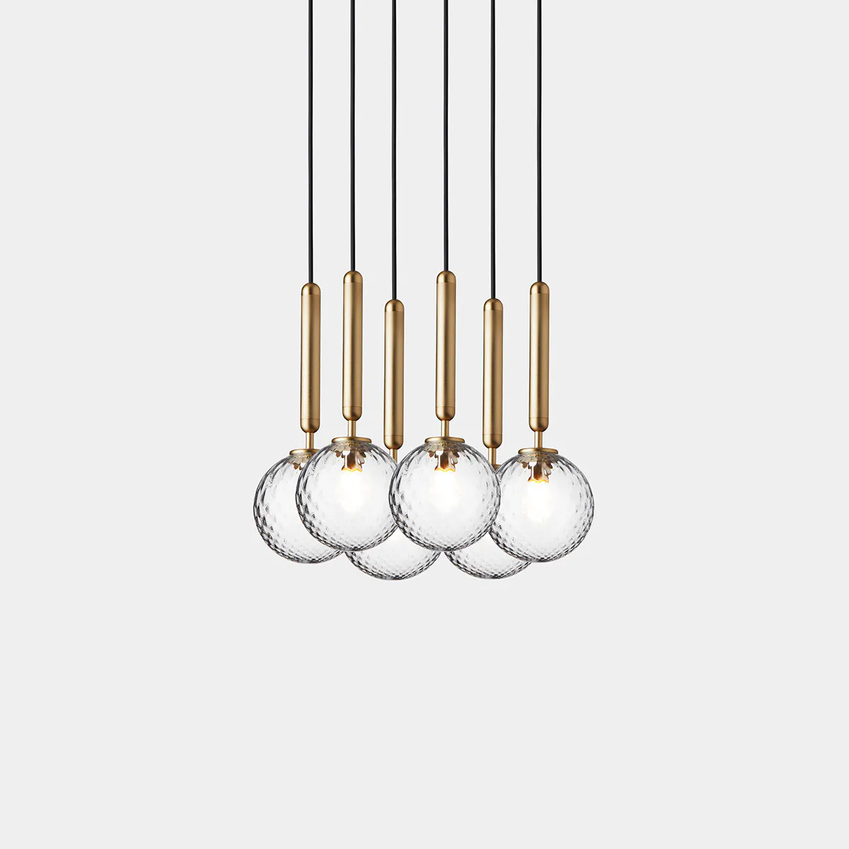 Miira 6 Pendelleuchte, Ø: 35 cm, Messing, Glas transparent