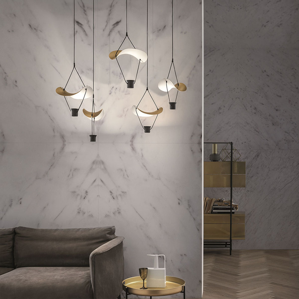 Vollee C5 P Pendelleuchte, 5-flammig, Orange