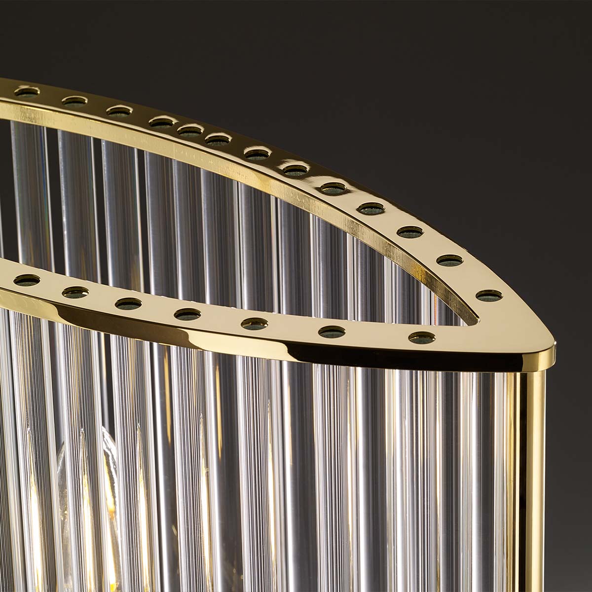 Stilio 800 Pendelleuchte, Ø: 80 cm, Messing anlaufgeschützt Pendelleuchte mit geschwungenem Glasschirm