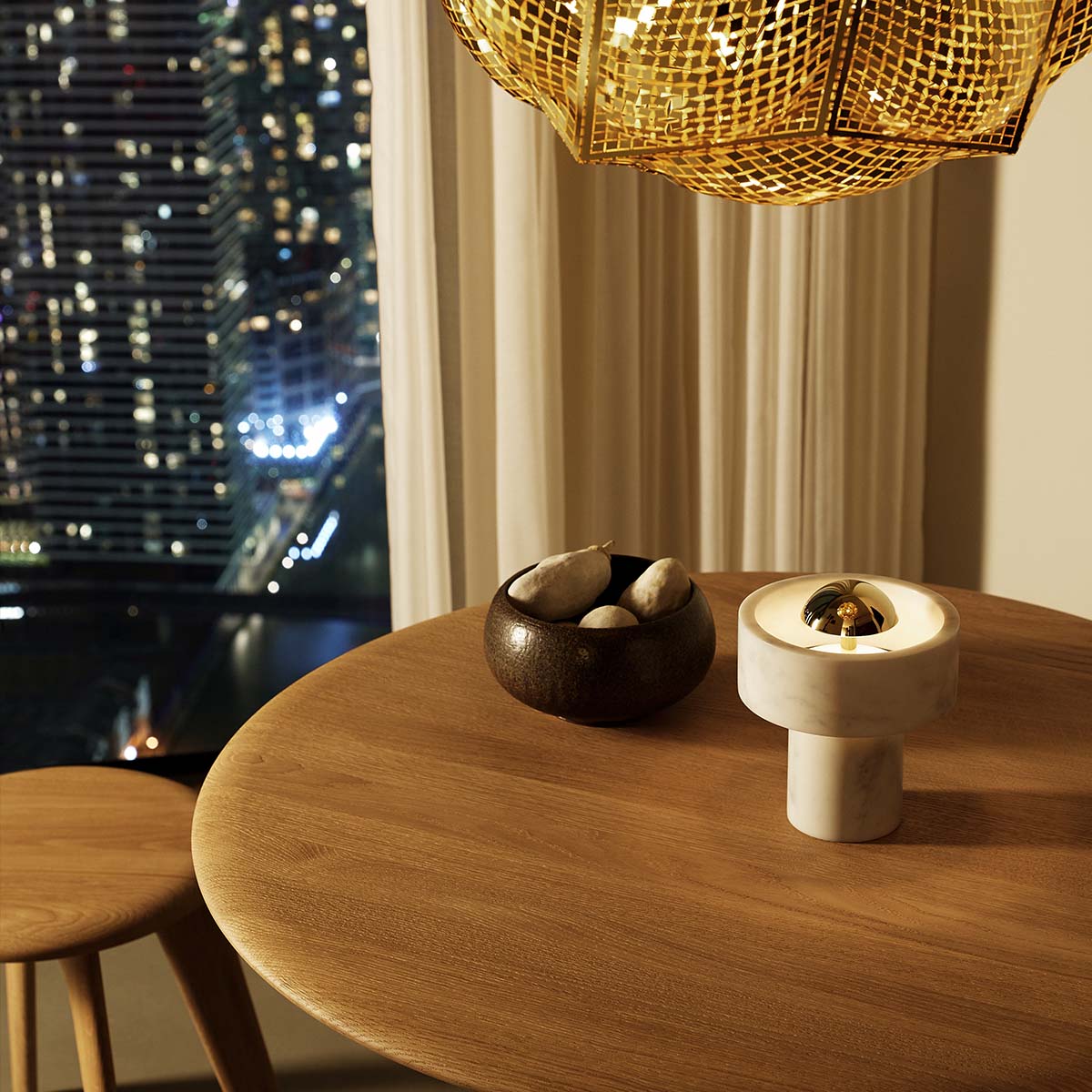 Tom Dixon Stone Portable Akku LED Tischleuchte, H: 19 cm, Silber