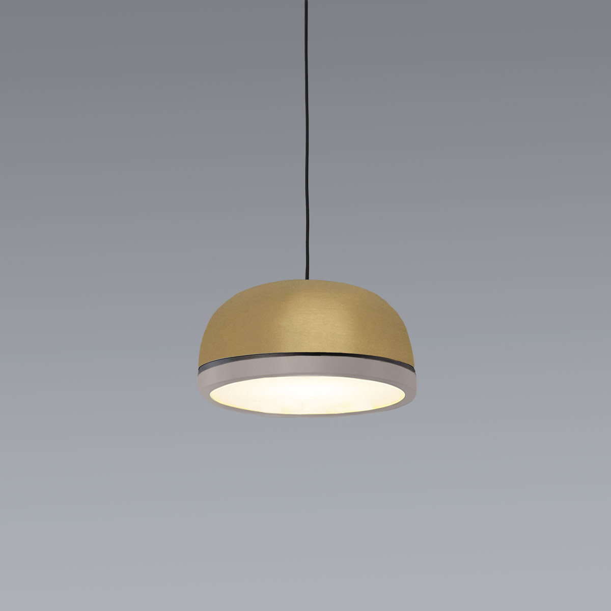 TOOY_Molly_556.21-22-23-5 TOOY Molly 556.22 Pendelleuchte Ø: 20 cm, Messing, Sandgrau – diffuses, blendfreies Licht