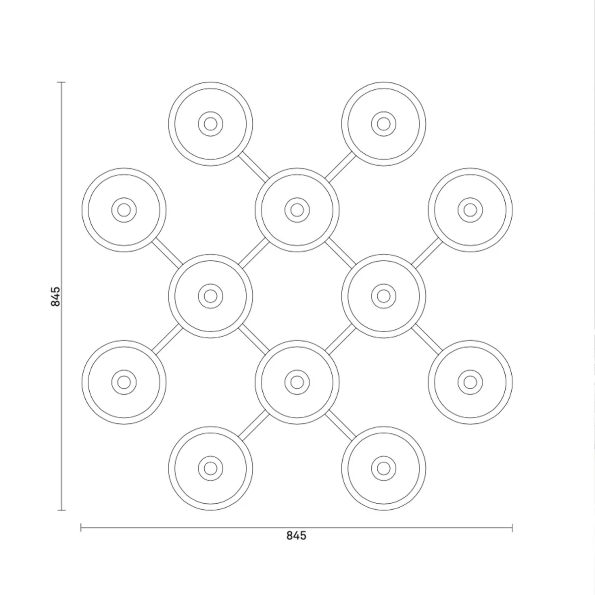 Liila 12 Wand- und Deckenleuchte, B: 84,5 cm, H: 84,5 cm, Opalglas