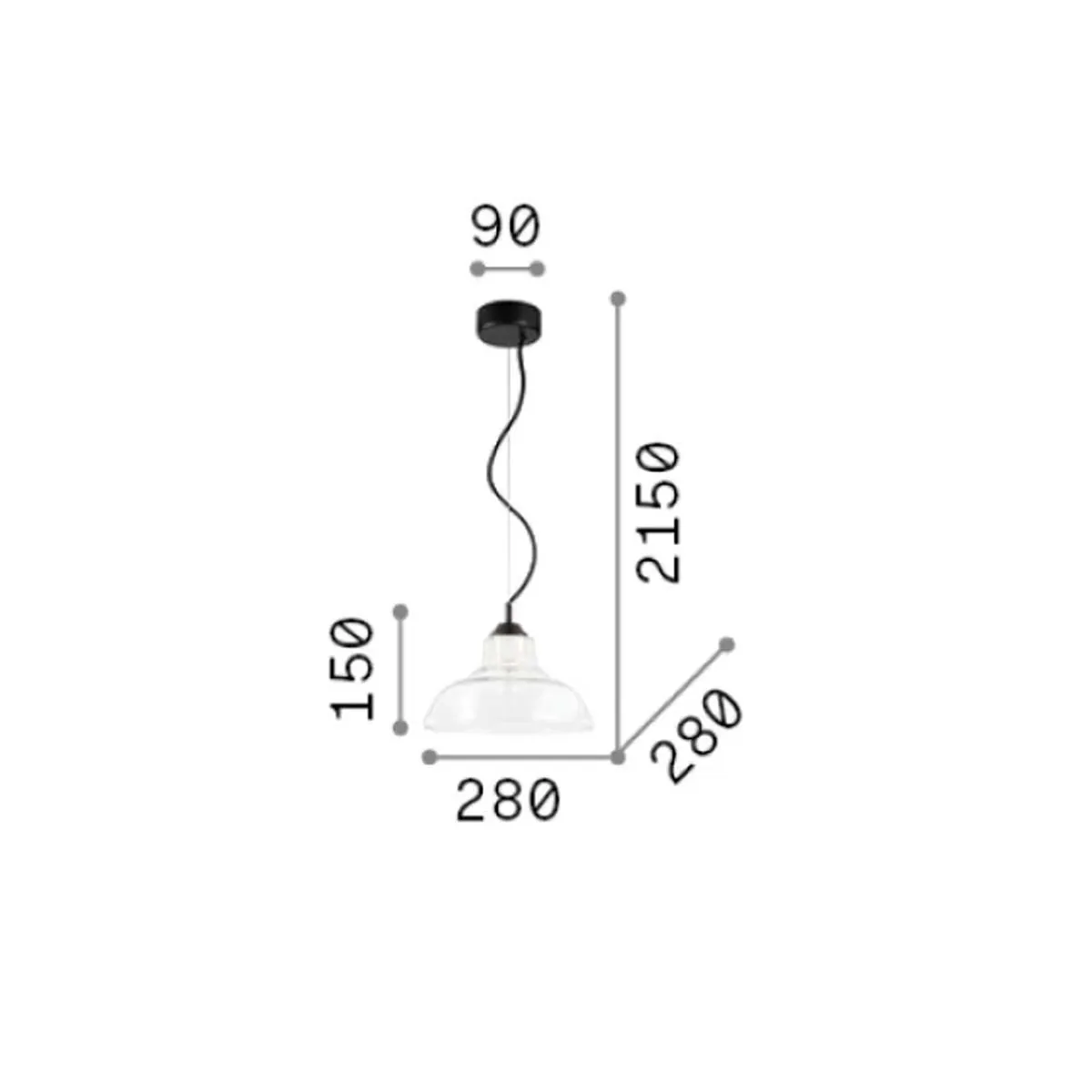 Bistrò SP1 plate Pendelleuchte, Ø: 28 cm, Transparent