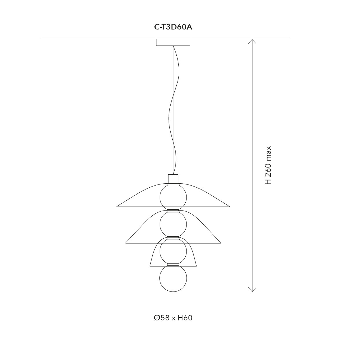 Gems Tall Pendelleuchte, Cold color, Tall 3 D60 A, Ø: 58 cm, H: 60 cm, Warmweiß 3000K