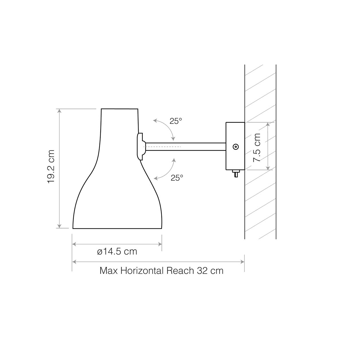 Anglepoise Type 75 Wandleuchte, Ø: 14,5 cm, H: 19,2 cm, Alpine White, Ohne Kabel