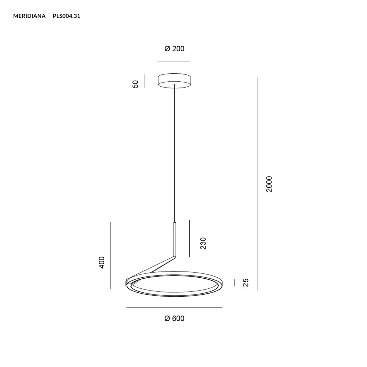 Meridiana Ring Pendelleuchte mit Up-Down Licht, Titanium, Ø: 60 cm