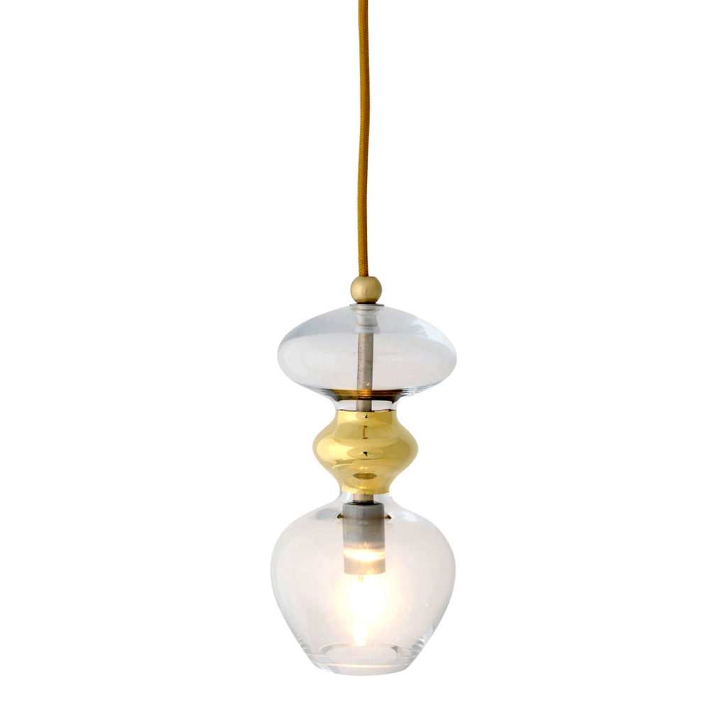 Ebb & Flow Futura Pendelleuchte S Ø 11 cm Futura Pendelleuchte S Ø 11 cm, Clear White Gold Pendelleuchten – skandinavische Glaslampe, nachhaltige Beleuchtung für Esszimmer