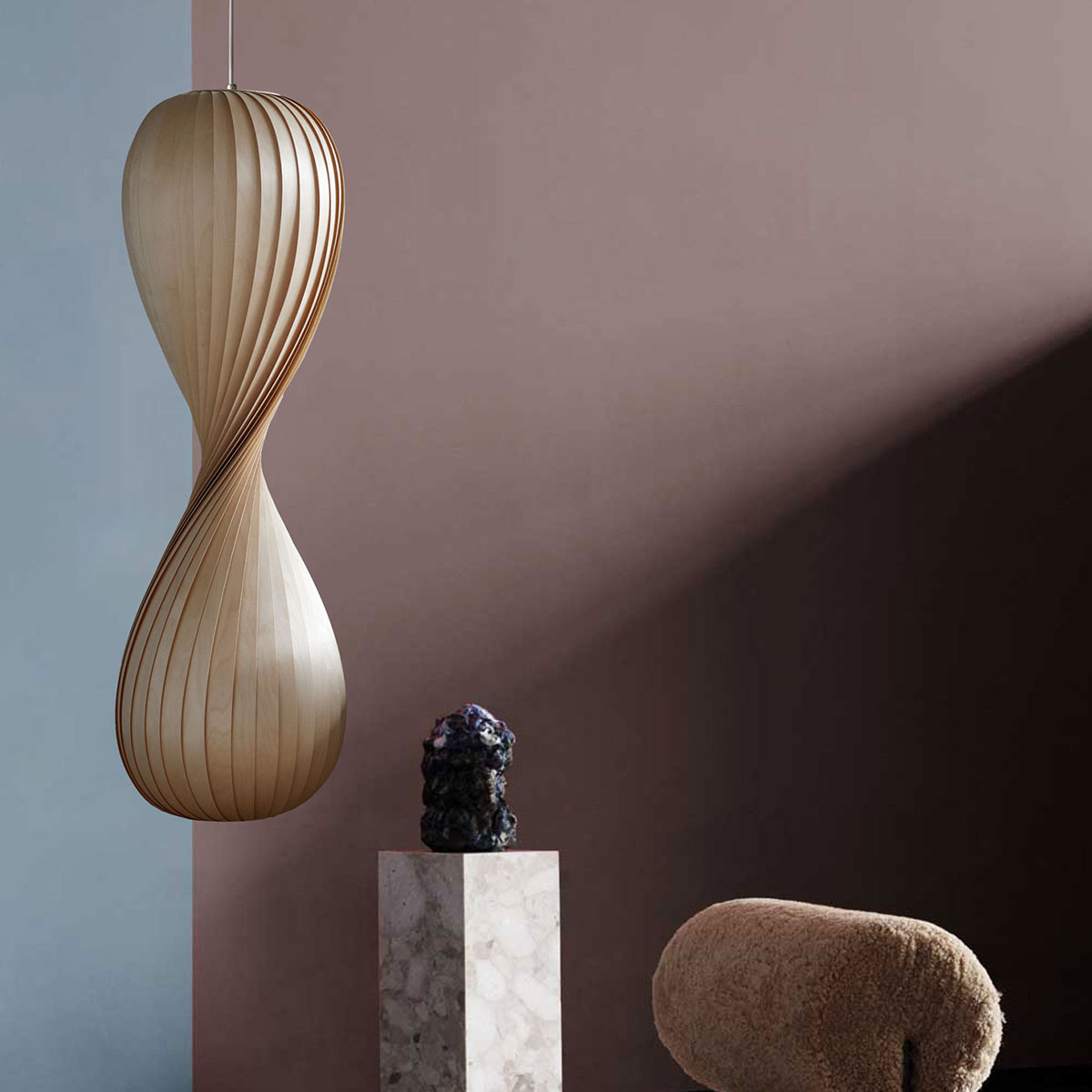 TR10 Stehleuchte, Birke Natur, Ø: 43 cm, H: 138 cm,