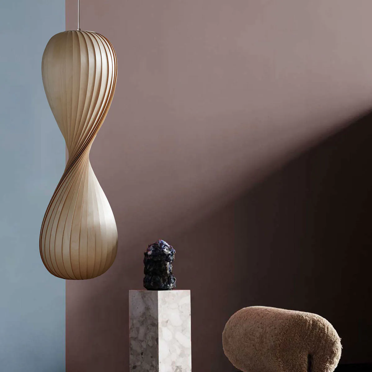 TR10 Stehleuchte, Birke Natur, Ø: 43 cm, H: 138 cm,