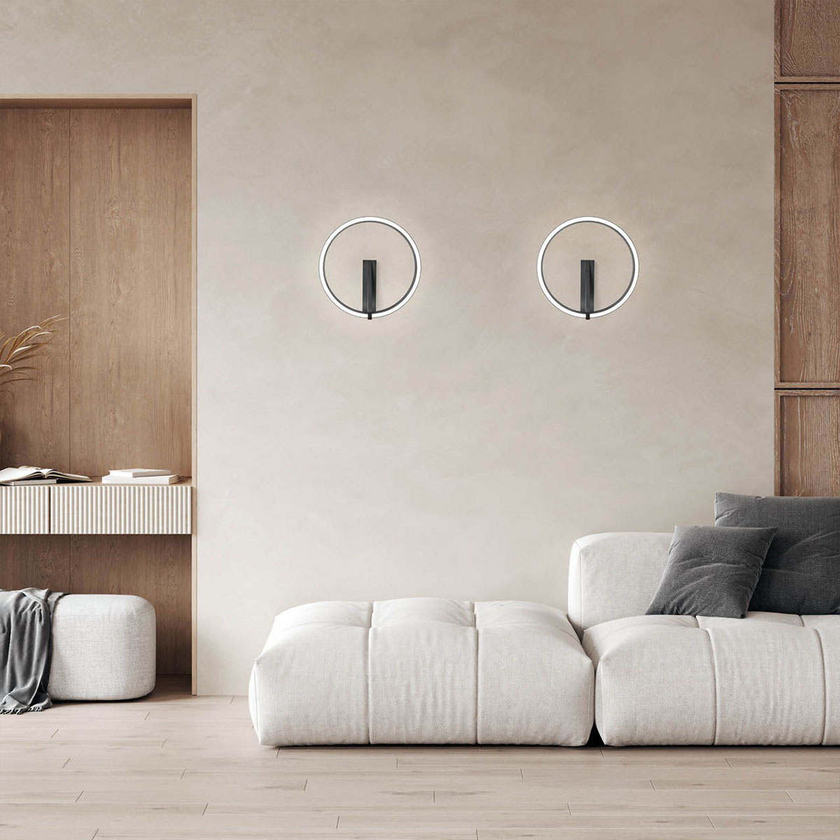 Meridiana Ring Wand-/ Deckenleuchte mit Up-Down Licht, Titanium, Ø: 80 cm von Vivida – geeignet für Flur oder Schlafzimmer, elegante Linien