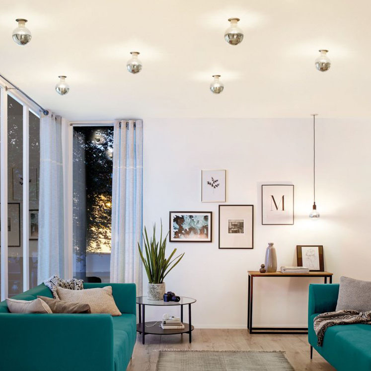 LED Globe Kopfspiegel E27 G95 600lm 6,5W 2700K dimmbar Kopfspiegel Silber LED Globe Kopfspiegel E27 G95 600lm 6,5W 2700K dimmbar Kopfspiegel Silber