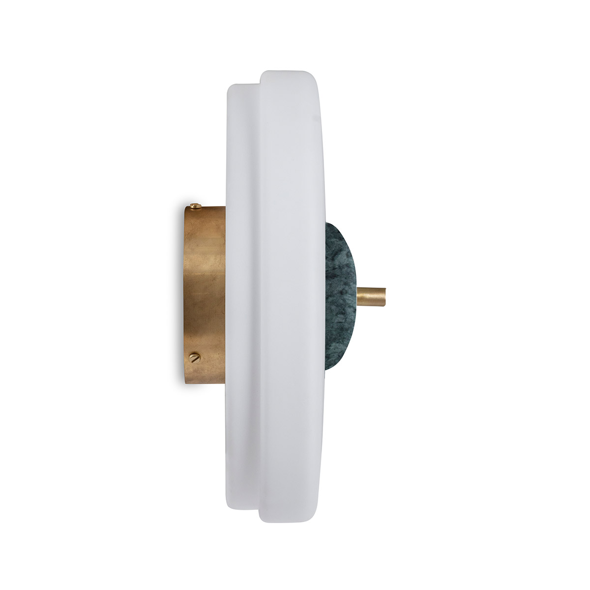 poliertes Messing und Glas und Marmor Leuchte von Bert Frank – Trave Wandlampe, Ø: 30 cm, Grün, moderne Eleganz, gleichmäßige Beleuchtung