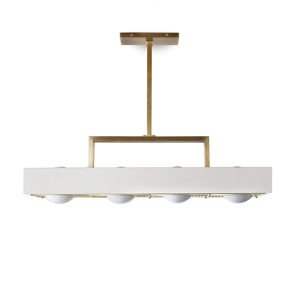 Perfekt für Esszimmer oder Lounge: Bert Frank Kernel Hängeleuchte, Weiß, 4-flammig aus Messing und Aluminium und Glas – blendfreies Licht Perfekt für Esszimmer oder Lounge: Bert Frank Kernel Hängeleuchte, Weiß, 4-flammig aus Messing und Aluminium und Glas – blendfreies Licht
