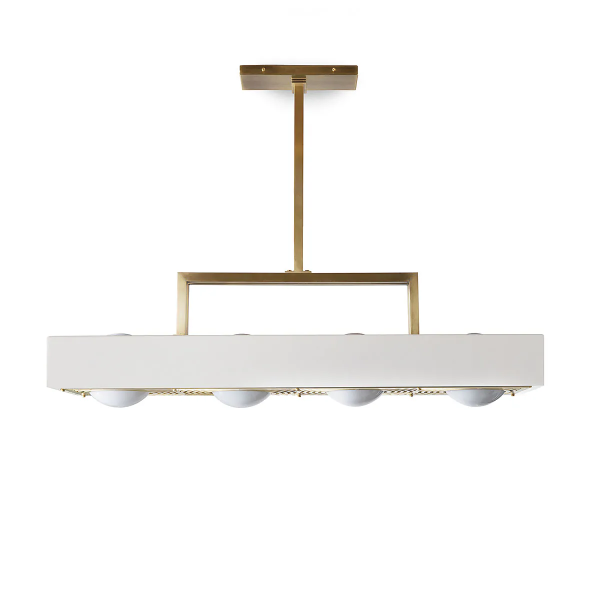 Perfekt für Esszimmer oder Lounge: Bert Frank Kernel Hängeleuchte, Weiß, 4-flammig aus Messing und Aluminium und Glas – blendfreies Licht