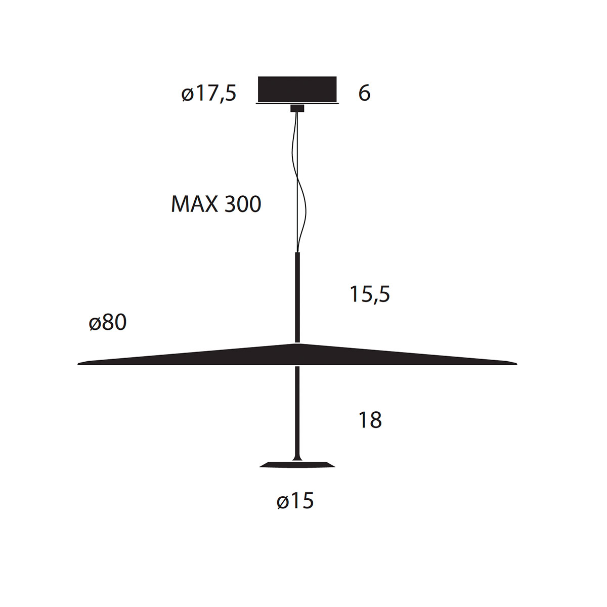 Dot 800 Pendelleuchte, Ø: 80 cm, Schwarz eloxiert, Warmweiß 3000K, 1-10V, DALI