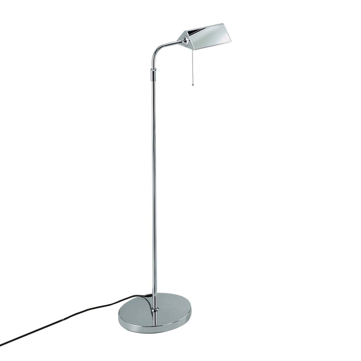 Elegante und höhenverstellbare Stehleuchte aus Chrom mit schwenkbarem Schirm Elegante und höhenverstellbare Stehleuchte aus Chrom mit schwenkbarem Schirm