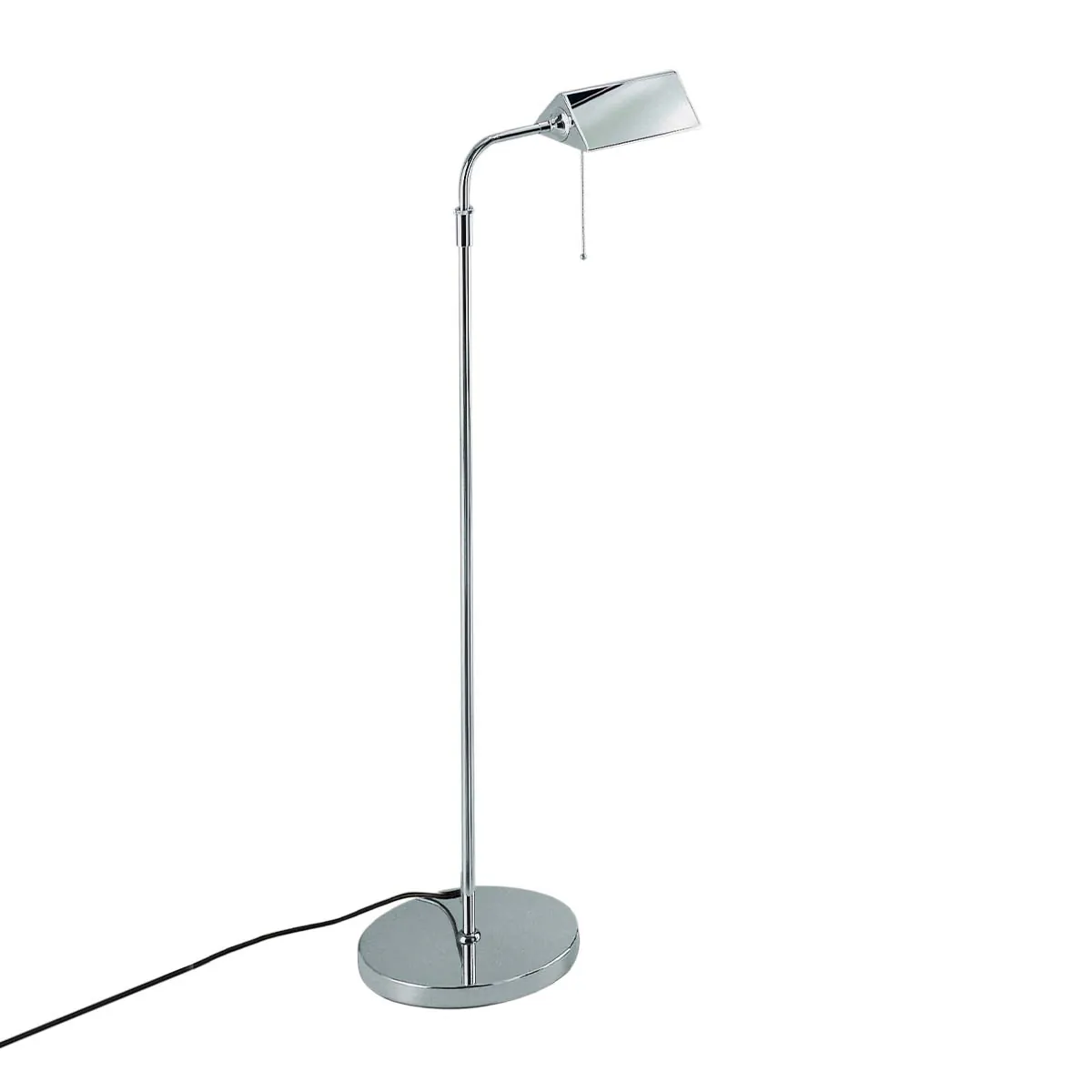 Elegante und höhenverstellbare Stehleuchte aus Chrom mit schwenkbarem Schirm Elegante und höhenverstellbare Stehleuchte aus Chrom mit schwenkbarem Schirm