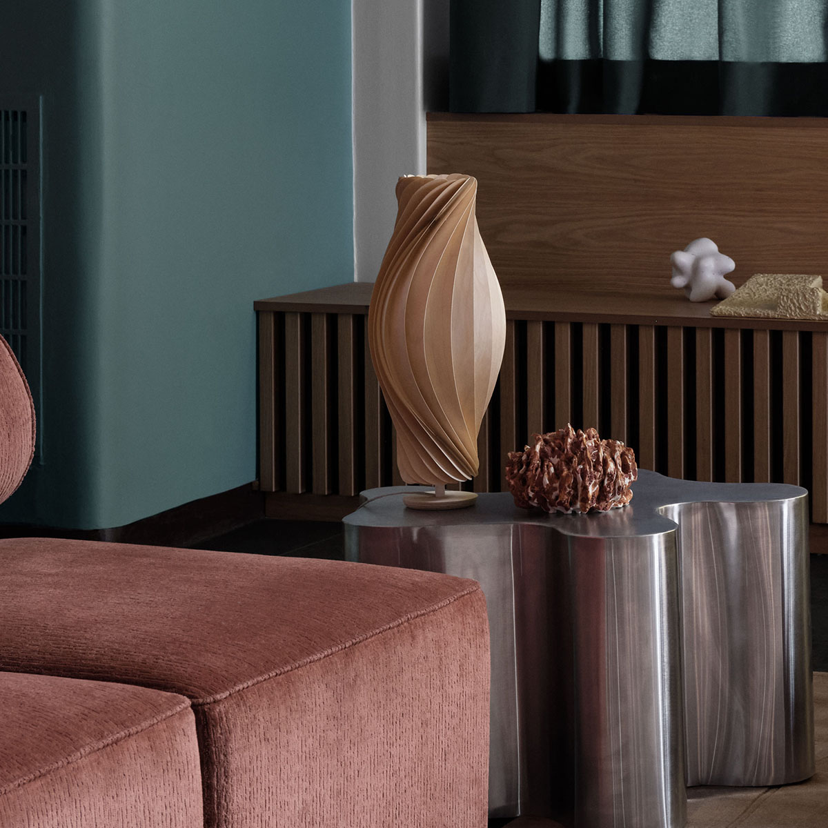 No111 Tischleuchte, Birke Natur, Ø 18 cm, H: 47 cm