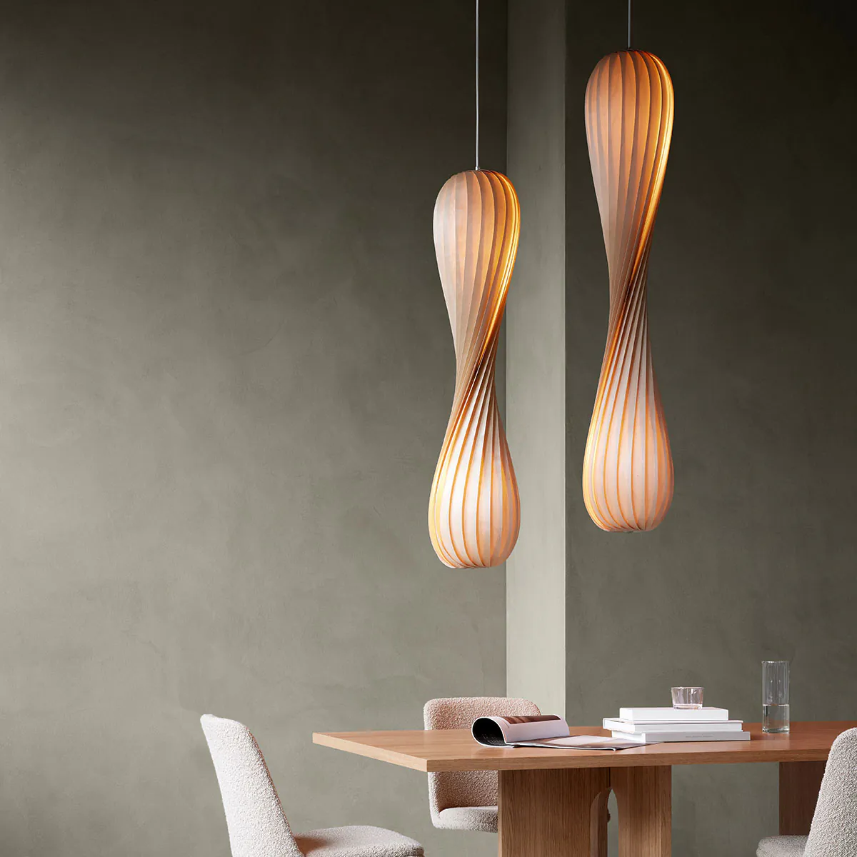 Tom Rossau TR7 Pendelleuchte Birke Natur Ø: 25 cm, H: 145 cm