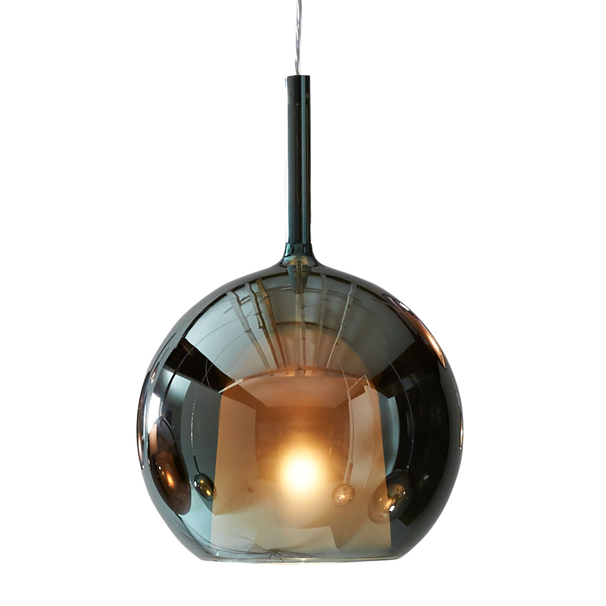 Penta Light Glo 0811-23 Large Pendelleuchte Ø: 38 cm Hängeleuchte – Glaskugel in Schwarz Glas, mundgeblasen,, harmonische Beleuchtung, geeignet fürs Schlafzimmer, ideal über Esstisch, Küche oder Wohnzimmer