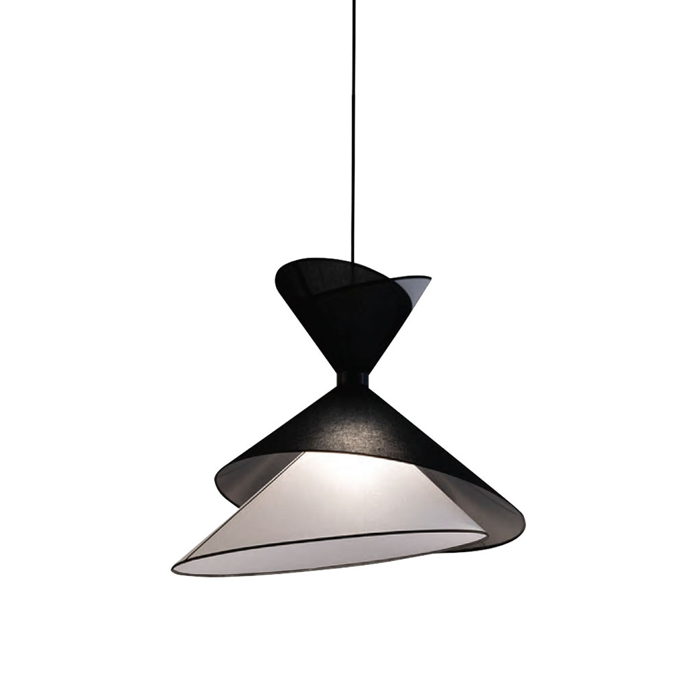 Kimono Pendelleuchte L Ø: 50 cm, Schwarz / Weiß- Ausstellungsstück