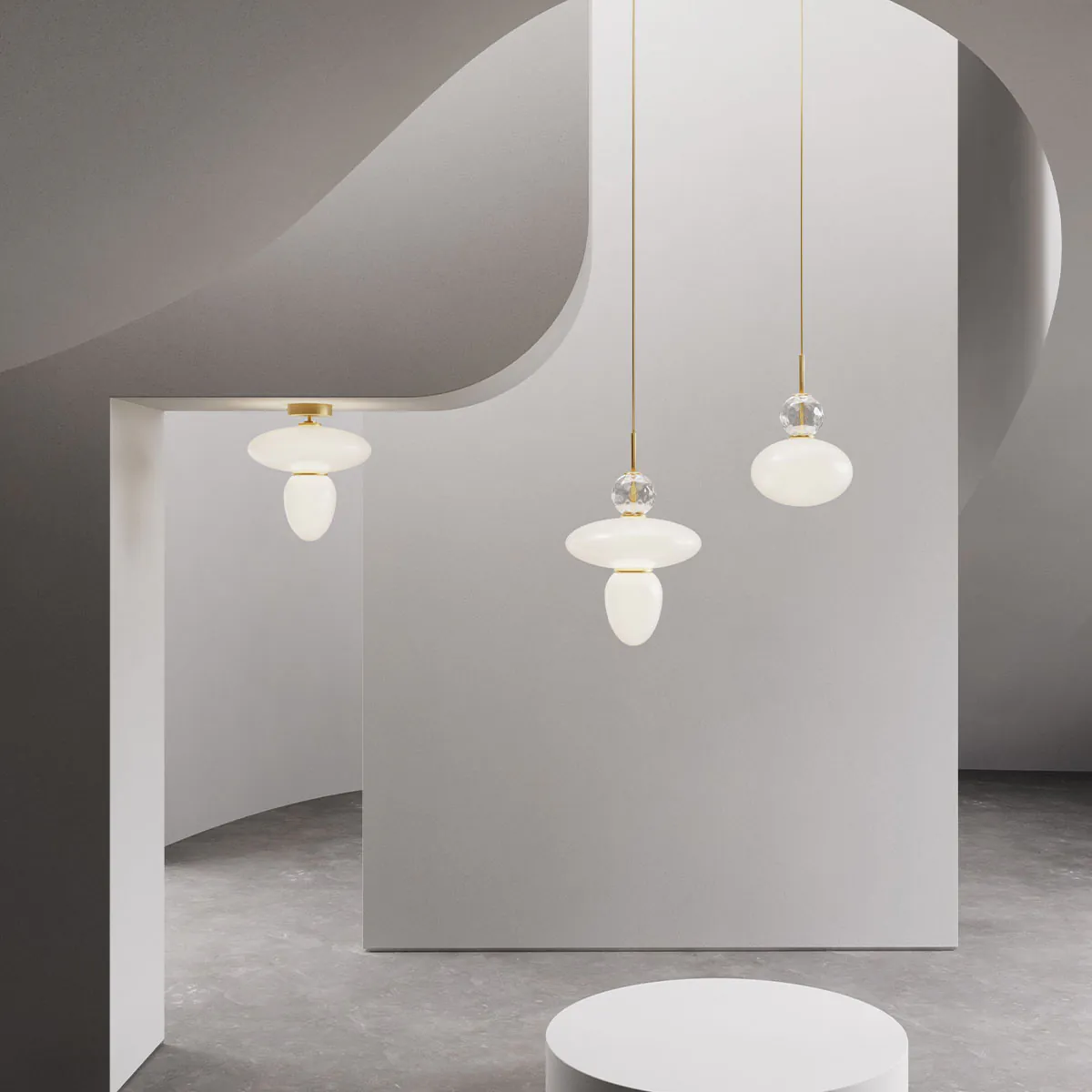 Rizzatto 42 Deckenleuchte, Ø: 40 cm, Silber satiniert