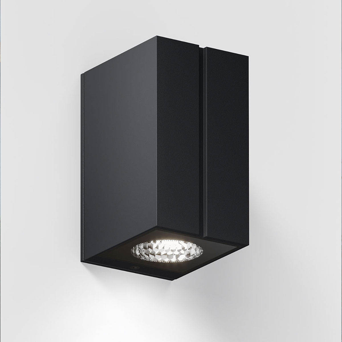 Rechteckige Wandleuchte für außen in der Farbe schwarz