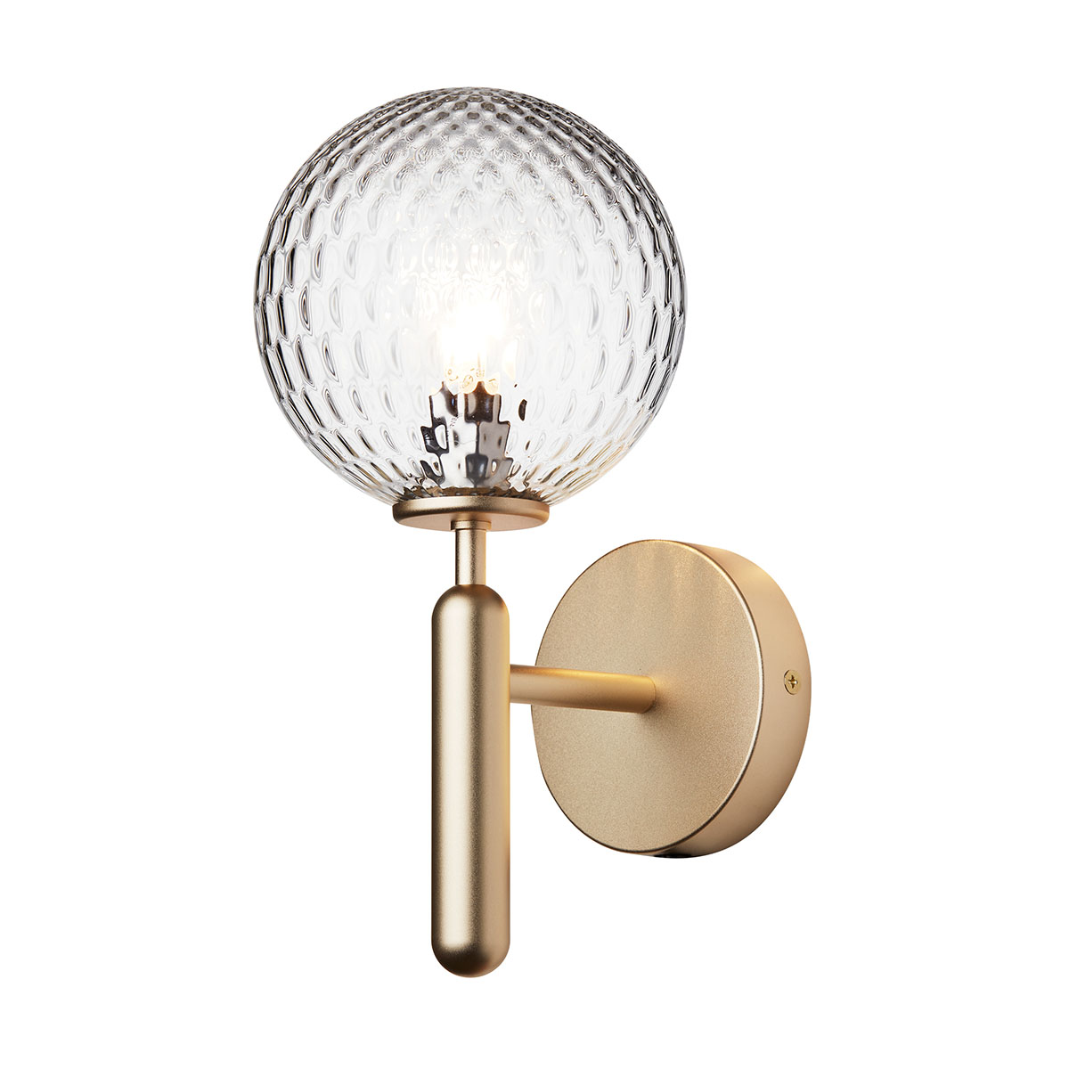 Miira Wandleuchte, Ø: 17,5 cm, H: 28,5 cm, Messing, Glas transparent