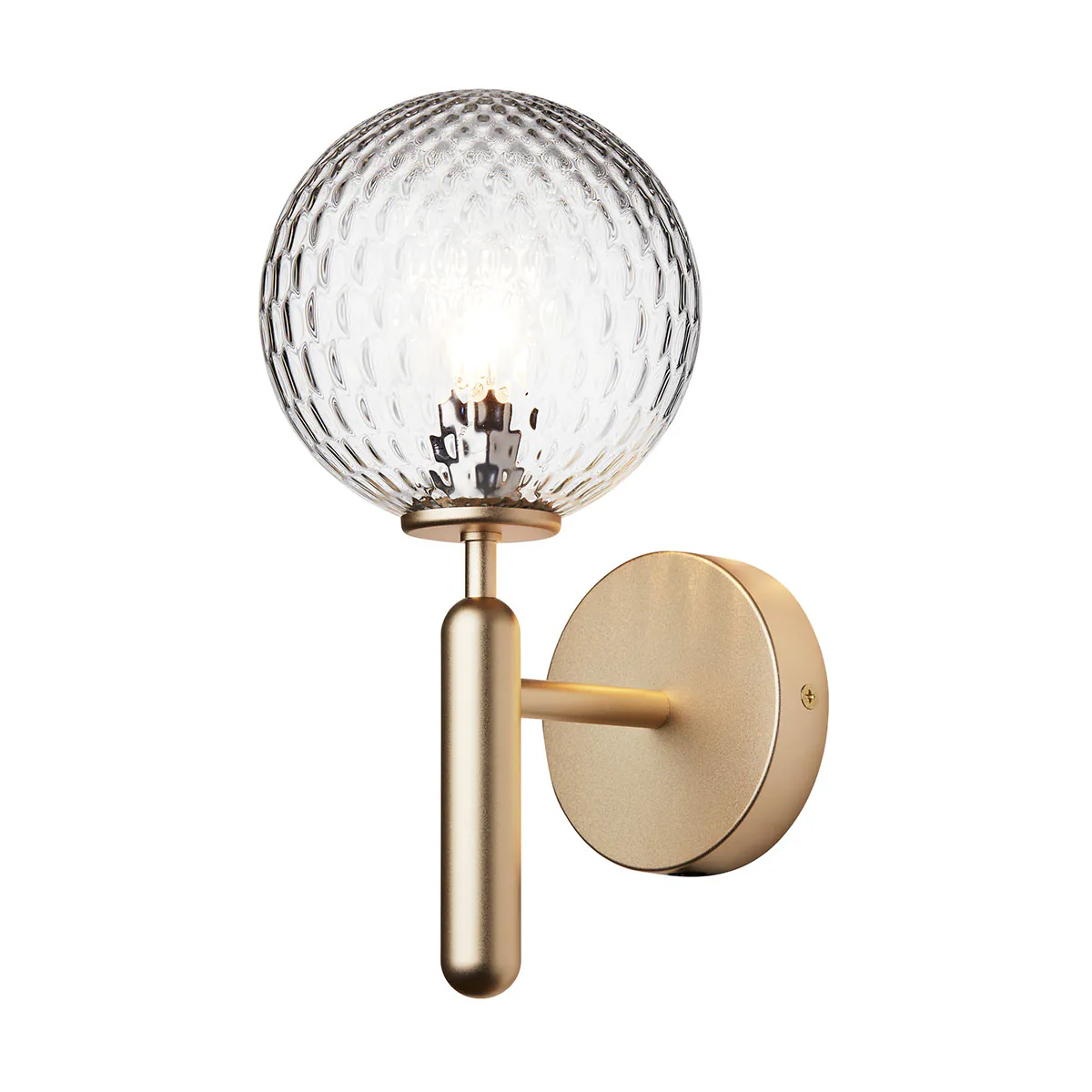 Miira Wandleuchte, Ø: 17,5 cm, H: 28,5 cm, Messing, Glas transparent
