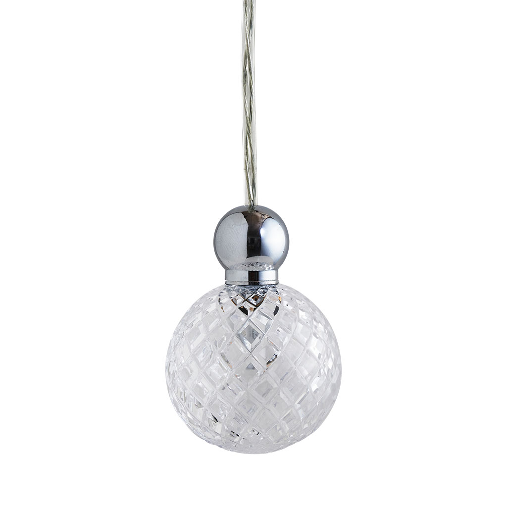 Uva Pendelleuchte Crystal M Ø 7 cm, Small check, Silber, mit Einzelbaldachin